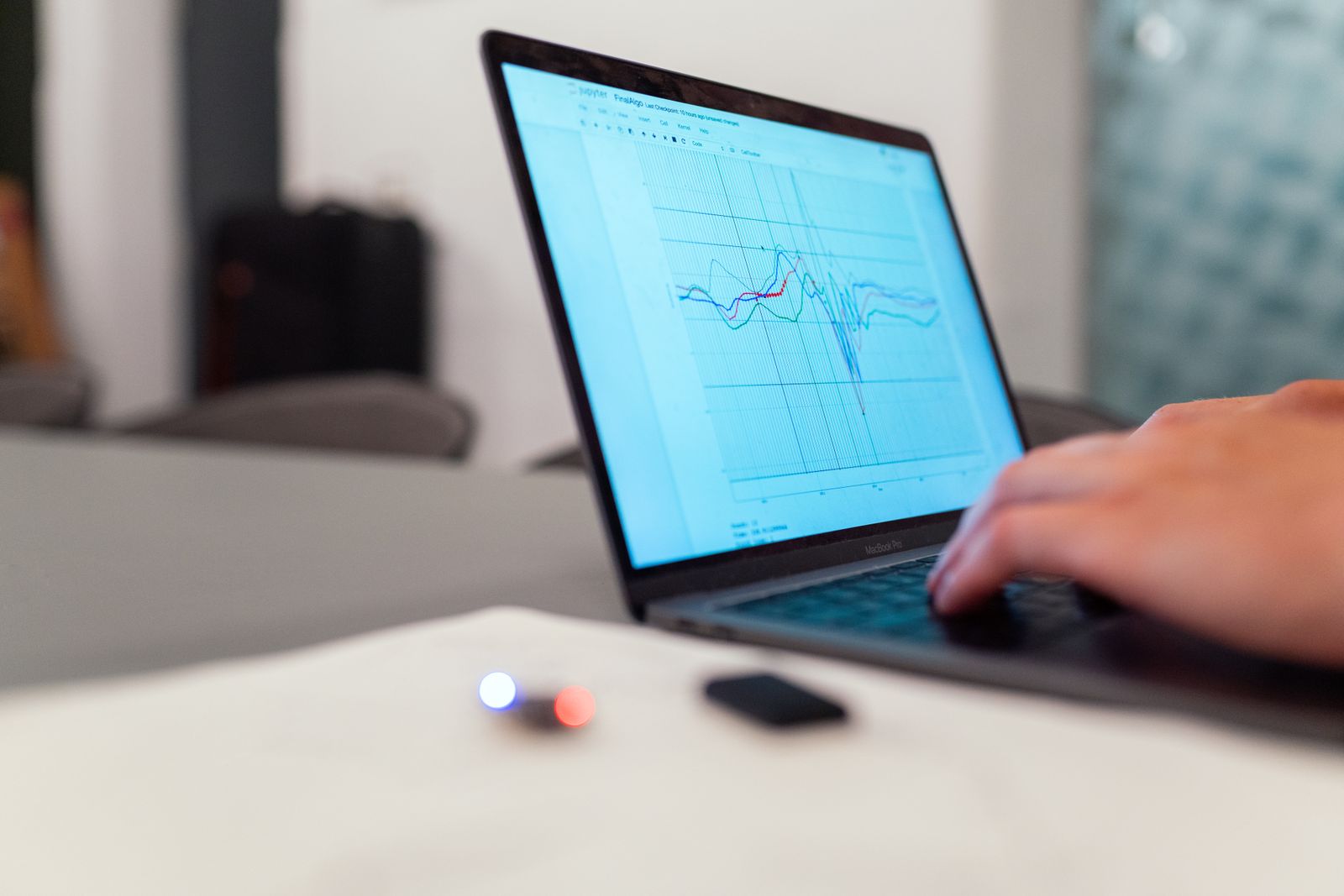 Operational data chart on a laptop screen